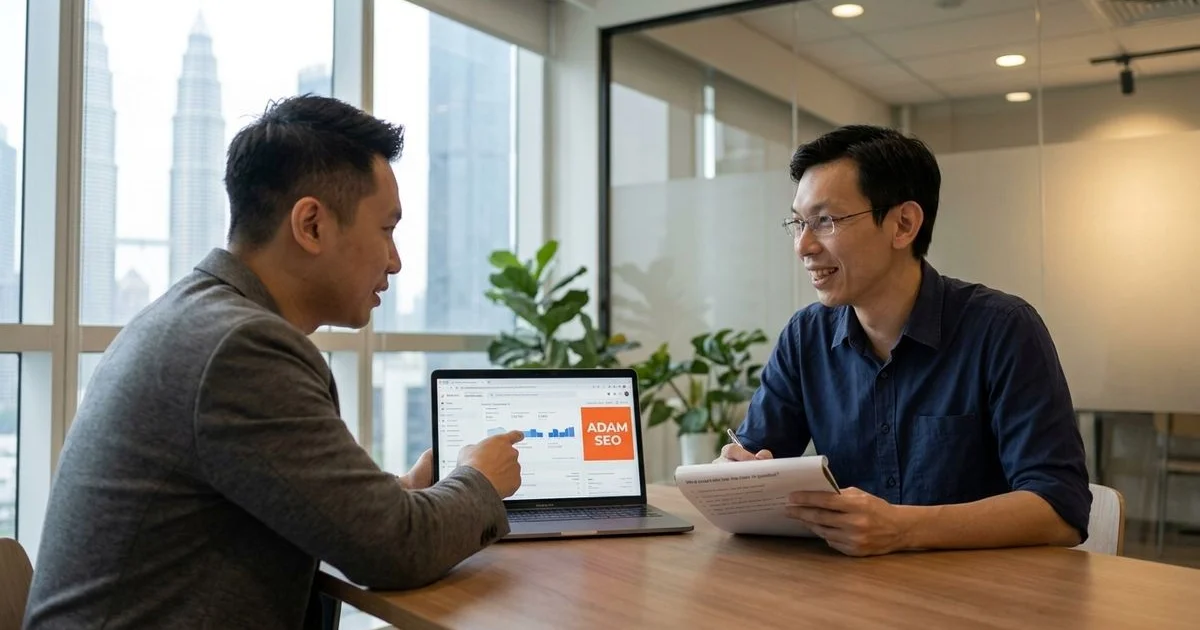 Business owner comparing SEO agencies in Malaysia before hiring