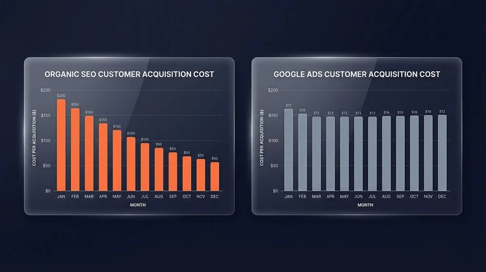 Customer acquisition cost compared: organic SEO versus Google Shopping Ads