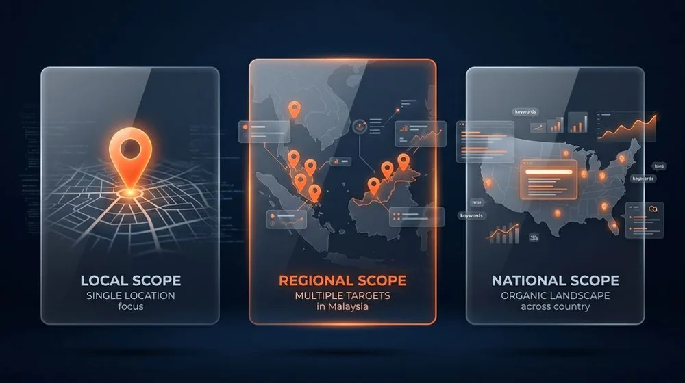 Coverage comparison: single-location, multi-region and national SEO