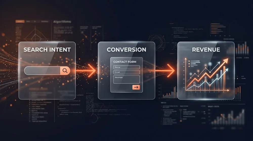 The path from search intent to conversion to revenue for a business
