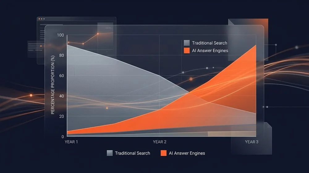 The shifting traffic mix between traditional search and AI answers