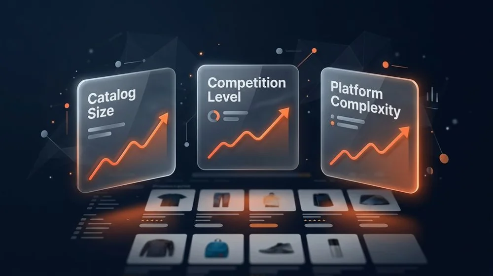 Factors driving e-commerce SEO cost: catalog size, competition and platform